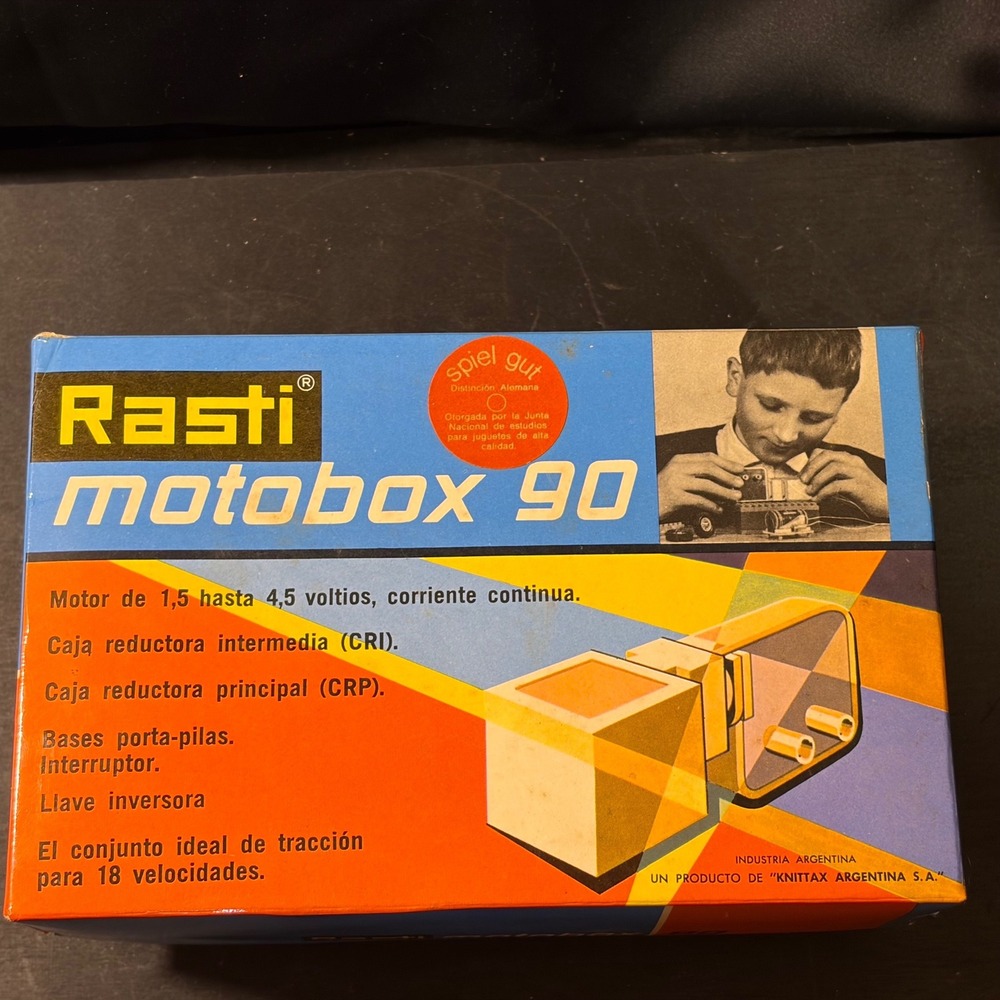 Vintage Rasti Motobox 90 Motorized Construction Set Knittax Argentina S.A.